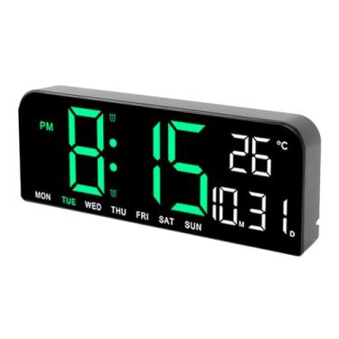 Imagem de Alomejor Despertador Digital, Grande Relógio de Mesa Com Display LED Com Temperatura para Quarto, Escritório e Casa (Verde)