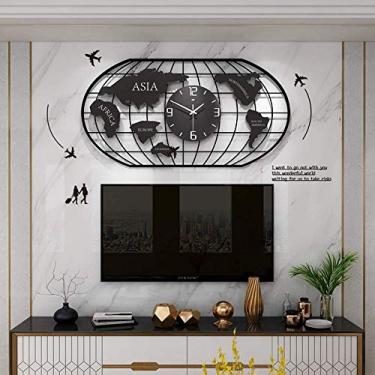 Imagem de U5GAAALPPQ9 Relógio de parede criativo com mapa-múndi para decoração de casa, design sem bordas, moderno, criativo, simples, relógio de parede mudo para sala de estudo, decoração de sala de estar (78