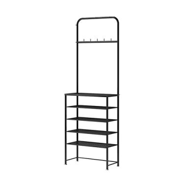 Imagem de Organizador de sapatos de 5 níveis para sala de estar, corredor de entrada e vestiário, fácil de montar, grande capacidade, sapateira, prateleira, sapateira, sapateira (cor: preto) (tamanho único