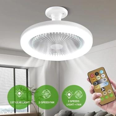 Imagem de Ventilador De Teto Com Led Lâmpada Novo Com Controle Remoto Bordado Bivolt
