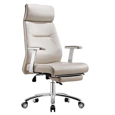 Imagem de SGeneE Cadeira de escritório cadeira de mesa cadeira de computador cadeira ergonômica para computador, cadeira de escritório, cadeira de chefe confortável com encosto alto, assento doméstico de couro