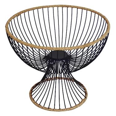 Imagem de VASO DECORATIVO DE METAL COM DETALHES EM FIBRA SINTETICA