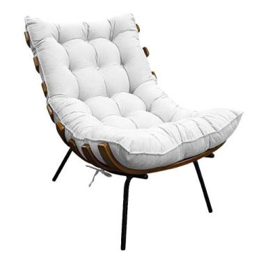 Imagem de Poltrona Decorativa Costela Base Fixa Suede Branco - Doce Sonho Móveis