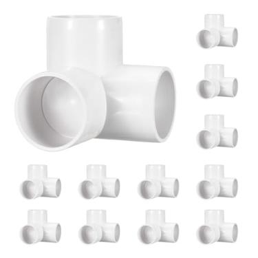 Imagem de Kozelo Pacote com 12 encaixes de tubulação de cotovelo de PVC SCH40 de 3 vias, encaixe em T de saída lateral de canto de cotovelo de PVC de 3 vias, conectores de tubo de grau de móveis para projeto