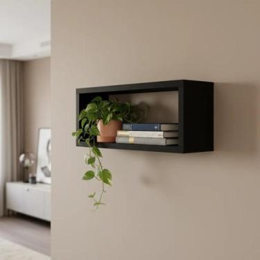 Imagem de Nicho Retangular 50x25 Preto MDF Decoração Sala Quarto Cozinha Banheir