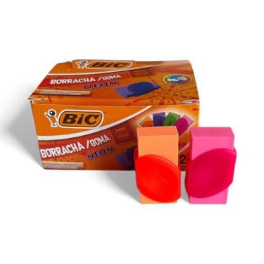 Imagem de Borracha escolar bic neon com 2 unidades cor:laranja e rosa, LARANJA E