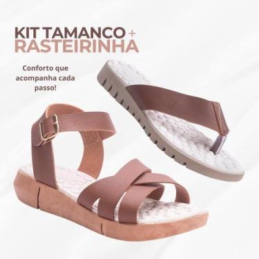 Imagem de Kit 2 Pares Rasteirinha Sandália Feminina Ortopédica Tamanco Massagead