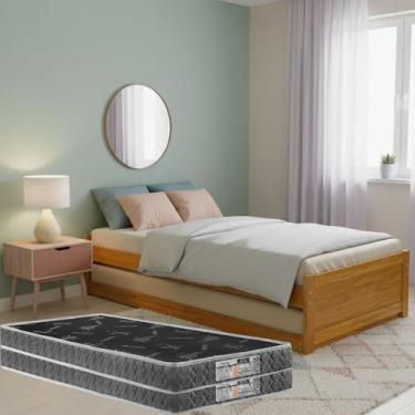 Imagem de Bicama Solteiro Madeira e MDF Reforçada com Cama Auxiliar e 2 Colchões
