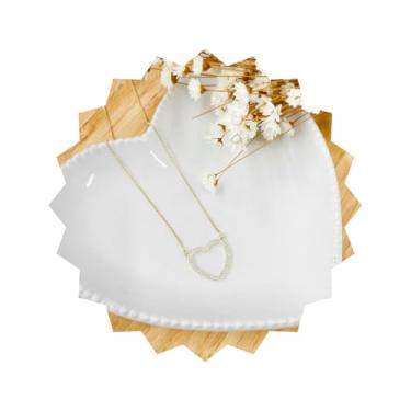 Imagem de ROHNES Colar Feminino de Coração Grande Vazado Cravejado em Zircônia Folheado a Ouro 18k, Dourado, Aço Inoxidável