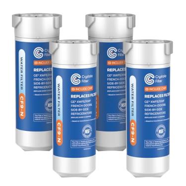 Imagem de Crystala Filters Filtro de água compatível com XWFE (CHIP embutido), substituição para GE XWFE, XWF filtro de água de geladeira pacote com 4
