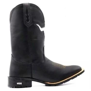 Imagem de Bota Botina Texana Country Unissex Cara do Boi Vasada Preta - Selaria 