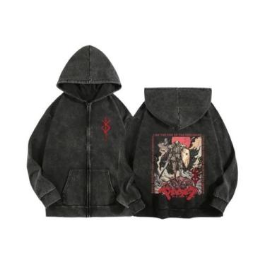 Imagem de Moletom Unissex Com Zíper E Capuz Estampado Anime Berserk Harajuku Gót