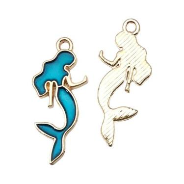 Imagem de Pingentes De Esmalte Azul Escuro 20 Peças: Estrela, Flor E Coração Par