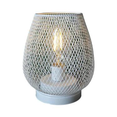 Imagem de Luminária De Mesa Estilo Industrial Em Tela De Seda Preta E Branca, Lâ