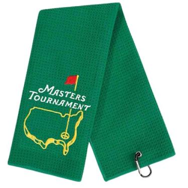 Imagem de Artpreti Toalha de golfe engraçada, The Masters - Presentes de golfe para homens, acessórios de golfe para homens, toalhas de golfe bordadas para bolsas com clipe, verde