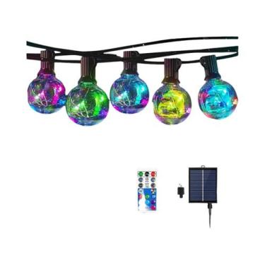 Imagem de Luzes De Cordão LED Solar G40 RGB De Cores Quentes 10M Com Controle Re