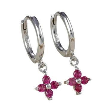 Imagem de Brincos De Argola Com Pingente De Flor De Zircônia Colorida Para Mulhe