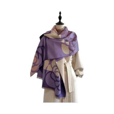 Imagem de Cachecol De Luxo Feminino De Inverno Em Caxemira Jacquard, Xale Grosso