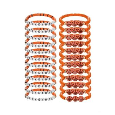 Imagem de MMIUAEG Pulseiras esportivas criativas com bolas de futebol, beisebol, futebol, vôlei, tênis, basquete, golfe, pulseiras elásticas para mulheres, homens, dia de jogo, joias esportivas, presentes para