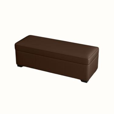 Imagem de Baú De Armazenamento Banco De Armazenamento Sapatos De Entrada Para Sala De Estar Quarto Material De Couro Pés De Banquinho Resistentes(Dark brown,90x40x40cm)