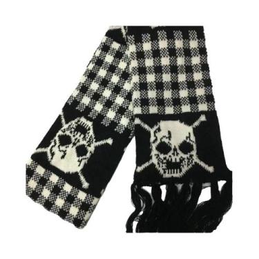 Imagem de Cachecol Gótico De Halloween Com Caveira, Borlas De Acrílico Pretas, E