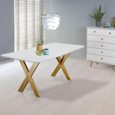 Imagem de Mesa De Jantar 6 Lug 160Cm Mel Com Off White