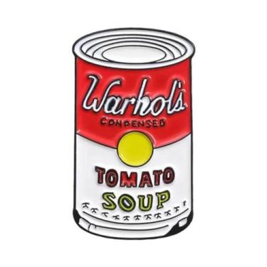 Imagem de Broche Esmaltado De Sopa De Tomate Warhol Pop Art, Crachá Para Lapela 