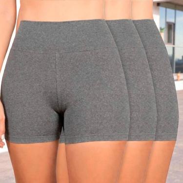Imagem de Kit c/ 3 SHORTS Legging BASICA 2 Cintura Alta Fitness Treino Casual Preto Cinza 1124-Feminino