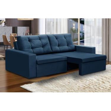 Imagem de Sofá Retrátil 2 Lugares 1,80m Lia Suede Azul  Madelina Decor