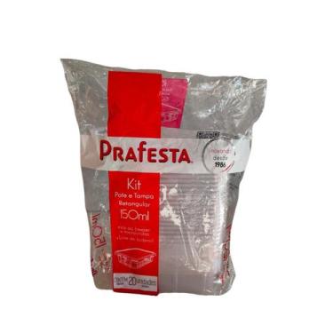 Imagem de Pote retangular freezer e microondas 150ml com tampa Prafesta com 20 u
