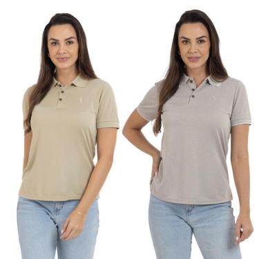 Imagem de Kit 2 Camisa Polo Feminina Piquet Viscose Casual-Feminino