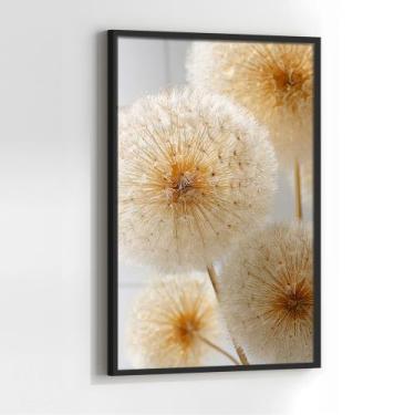 Imagem de Quadro com Moldura e Acrilico Cristal Vidro Dente de Leao Bege para Sa