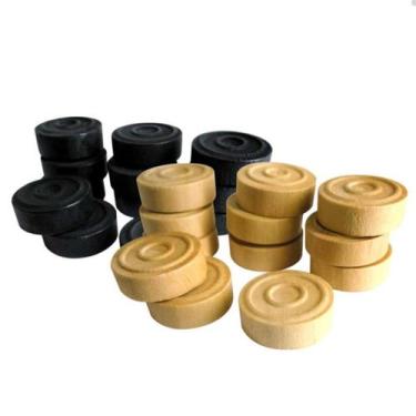 Imagem de 24 Peças para Jogo de Dama em Madeira Sports Mania - Sport Mania, Pret