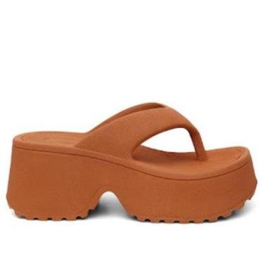 Imagem de Tamanco Plataforma Feminina Chinelo Flatform Conforto cor Caramelo-Feminino