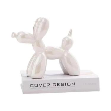 Imagem de Escultura De Cão Balão Em Cerâmica Mini 11cm, Decoração Abstrata Para 