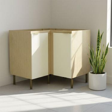 Imagem de Balcão de Cozinha 90 Cm Nanda 2 Portas Natural/Arenas - Tecno Mobili