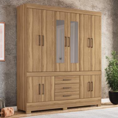 Imagem de Guarda Roupa Casal com Espelho e Pés 10 Portas 3 Gavetas New Murano Demóbile - Amendola Touch