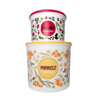 Imagem de Kit 2 Caixas Mantimentos Floral - Arroz E Feijão - tupperwere
