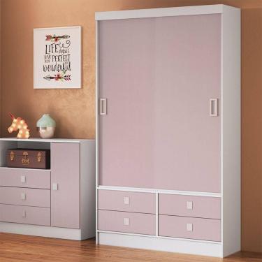 Imagem de Roupeiro Casal Em Mdp Com 2 Portas E 4 Gavetas Percasa Rosa
