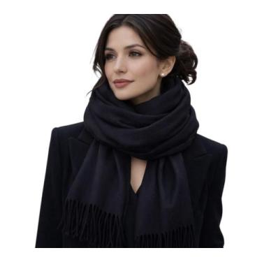 Imagem de Cachecol Lenço Echarpe Pashmina Grossinho Feminino - cashmere, Preto