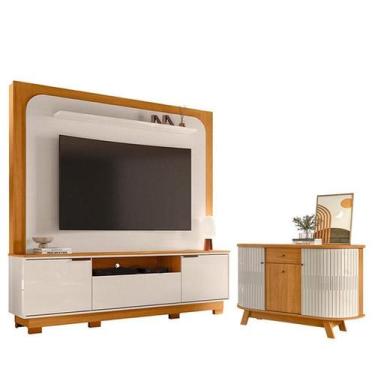 Imagem de Estante Home Theater Nilo com Pés com Aparador para Sala Buffet Monza 
