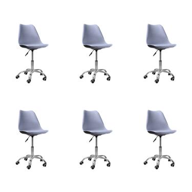 Imagem de Kit 6 Cadeiras Office Base Cromada Giratória Saarinen -Cinza