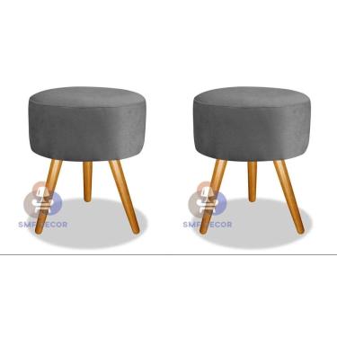 Imagem de Kit 02 Puff Redondo Pés Palito