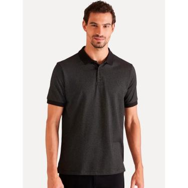 Imagem de Polo Reserva Masculina Regular Piquet Friso Rajado Preto Mescla-Masculino