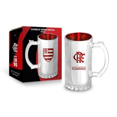 Imagem de Caneca Vidro Metalica Flamengo 475Ml-Unissex