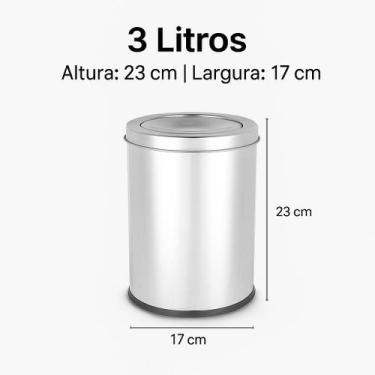 Imagem de Lixeira Basculante Inox Vários Tamanhos 3, 5 ou12 Litros Cozinha Banhe
