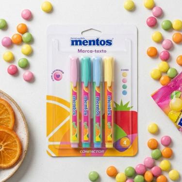 Imagem de Kit 4 Caneta Marca Texto Coloridas Mentos Tons Pastéis com Cheirinho