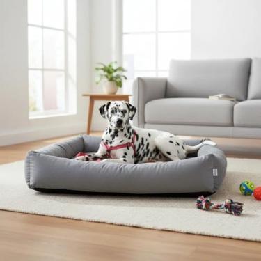 Imagem de Cama Para Cachorro Grande 100x87 Cm - ESCOLHA A COR - 100% Lavável e Resistente - Pet Querido (CINZA)