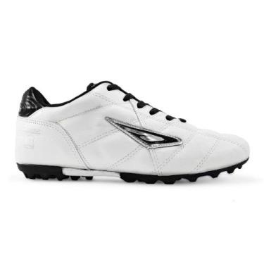 Imagem de Chuteira Society Diavolo Classic Couro Adulto, 39, Branco, Preto