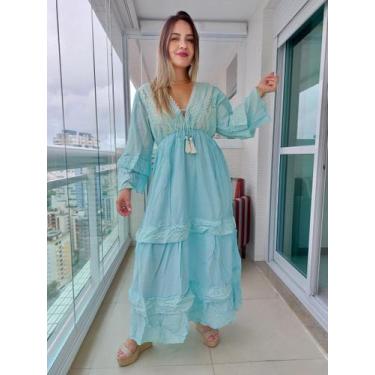Imagem de Vestido Longo Indiano Lurex Luxo Boho Chic c/ Forro-cod.70 - Aleci Fas